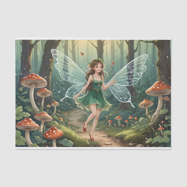 Weihnachts-Mushroom Fairy Decoupage Seidenpapier (Vorderseite)