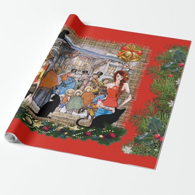 Weihnachts-Musiker im alten Amsterdam Geschenkpapier (Ungerollt)
