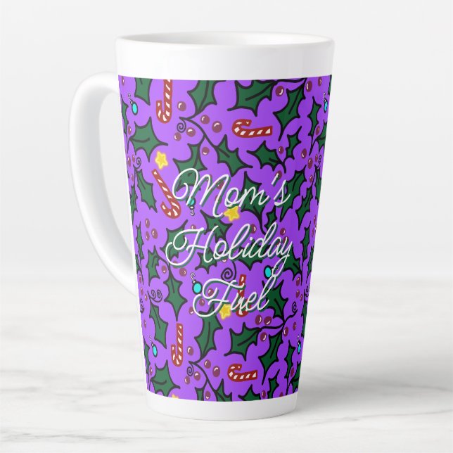 Weihnachts-Mütter-Treibstoff-Lila-Muster Milchtasse (Linke Ecke)