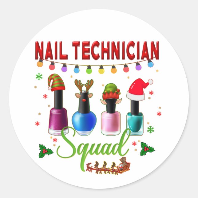 Weihnachts-Nageltechniker Xmas Salon Eigentümer Runder Aufkleber (Vorderseite)