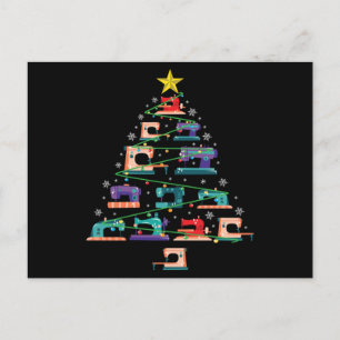 Weihnachts-Nähmaschine Xmas Baum Quilter Geschenk Einladungspostkarte