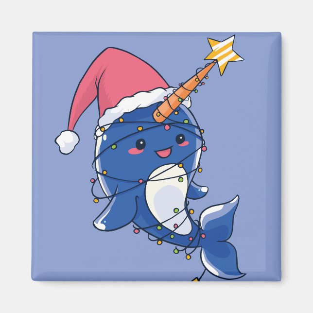 Weihnachts-Narwal Magnet (Vorne)