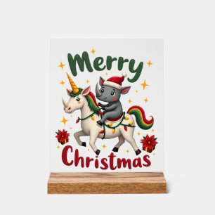 Weihnachts-Nashorn Frohe Weihnachten Einhorn Nasho Acrylschild