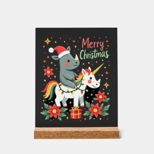 Weihnachts-Nashorn Frohe Weihnachten Einhorn-Nasho Acrylschild