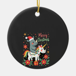Weihnachts-Nashorn Frohe Weihnachten Einhorn Nasho Keramik Ornament
