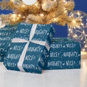 Weihnachts-NAUGHTY oder ICE-Text in Schneeflocken Geschenkpapier