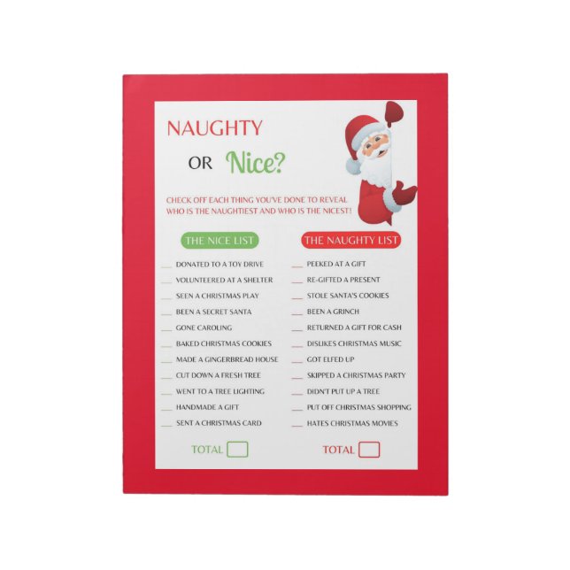 Weihnachts-Naughty oder Nice Game Notizblock (Rotiert)
