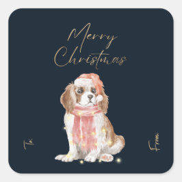 Weihnachts-Navy Cocker Spanischer Hund Imitate Gol Quadratischer Aufkleber