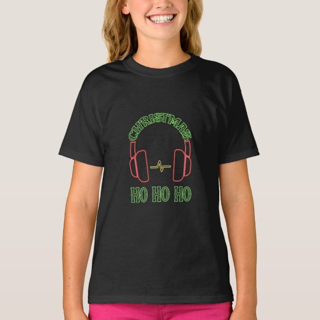 Weihnachts-Neon-Kopfhörer-T - Shirt (Vorderseite)
