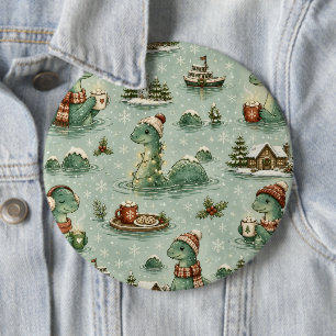 Weihnachts-Nessie Loch Ness Monster Cozy Kryptiden Button