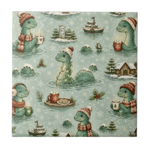 Weihnachts-Nessie Loch Ness Monster Cozy Kryptiden Fliese