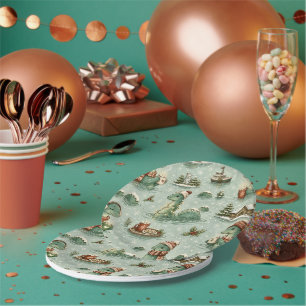 Weihnachts-Nessie Loch Ness Monster Cozy Kryptiden Pappteller