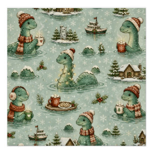 Weihnachts-Nessie Loch Ness Monster Cozy Kryptiden Poster