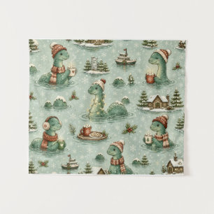 Weihnachts-Nessie Loch Ness Monster Cozy Kryptiden Wandteppich