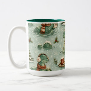 Weihnachts-Nessie Loch Ness Monster Cozy Kryptiden Zweifarbige Tasse