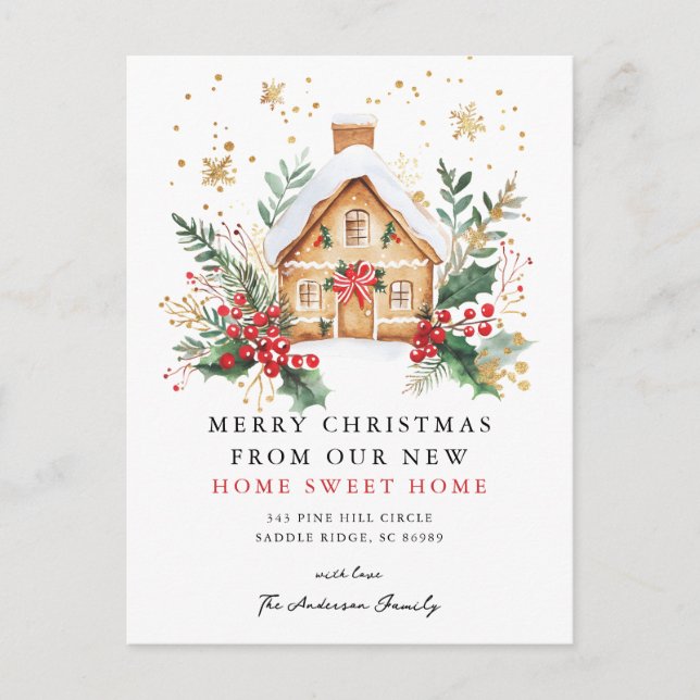 Weihnachts-Neue Zuhause-Card Ankündigungspostkarte (Vorderseite)