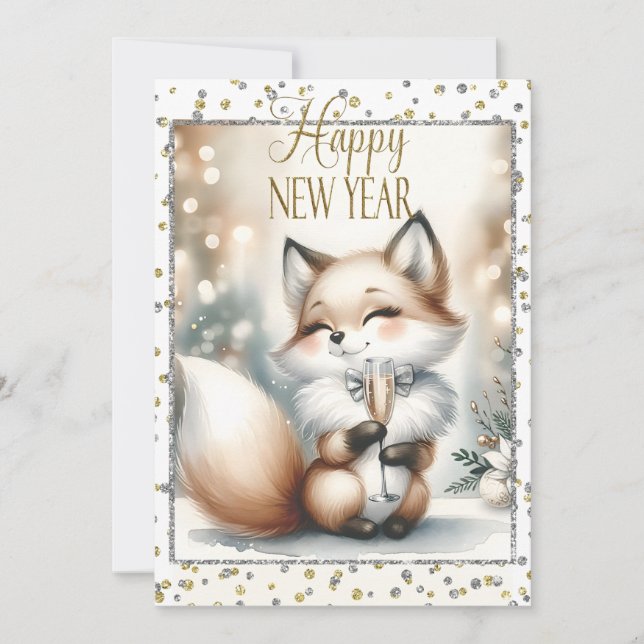 Weihnachts-Neujahrsfox Einladung Custom Front Bc (Vorderseite)