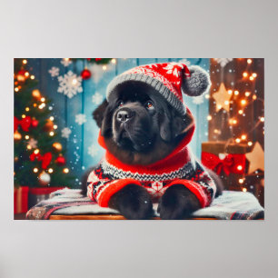 Weihnachts-Newfie-Welpe Poster