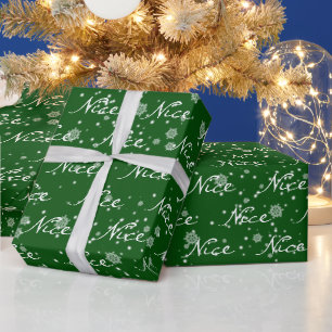 Weihnachts-NICE-Text in Schneeflocken Umschlagpapi Geschenkpapier