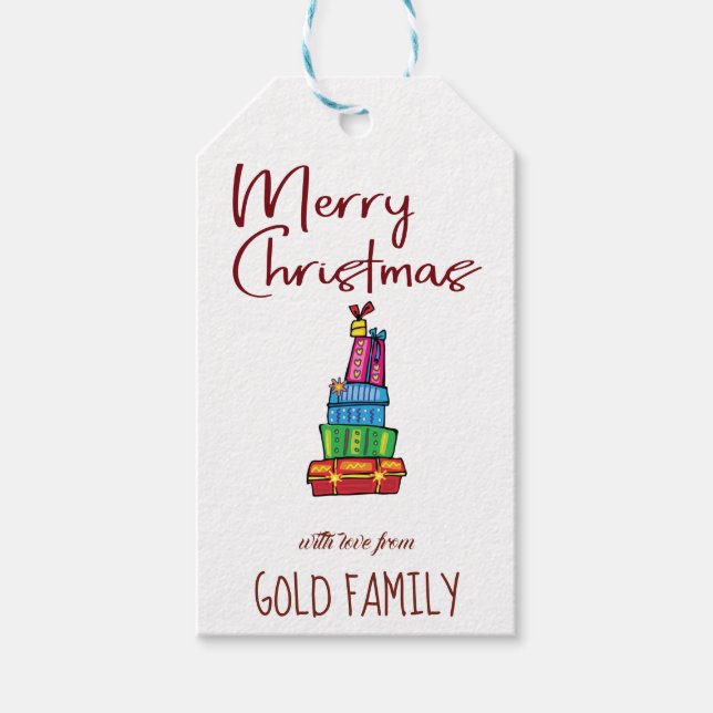 Weihnachts-Niedlich-Doodle-Clip Art Design Geschen Geschenkanhänger (Vorderseite)