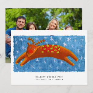 Weihnachts-Niedlich-Reindeer-Illustration-Foto Feiertagskarte
