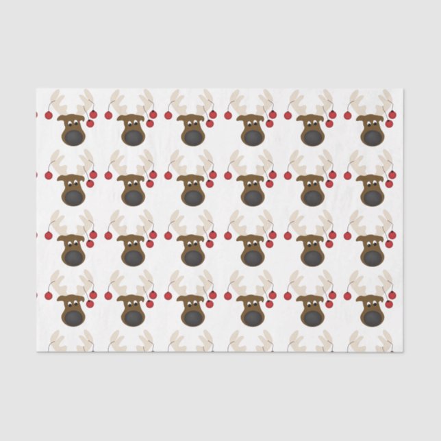 Weihnachts-Niedlich-Rentier-Decoupage-Set  Seidenpapier (Vorderseite)