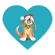 Weihnachts niedlich Sänger Hund blauen Aufkleber