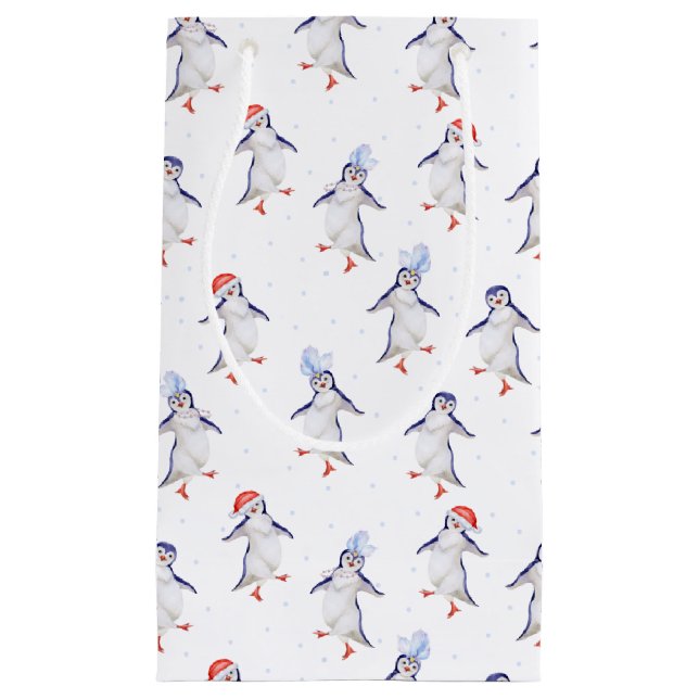 Weihnachts Niedlich Tanzpinguine Muster Kleines Ge Kleine Geschenktüte (Vorderseite)