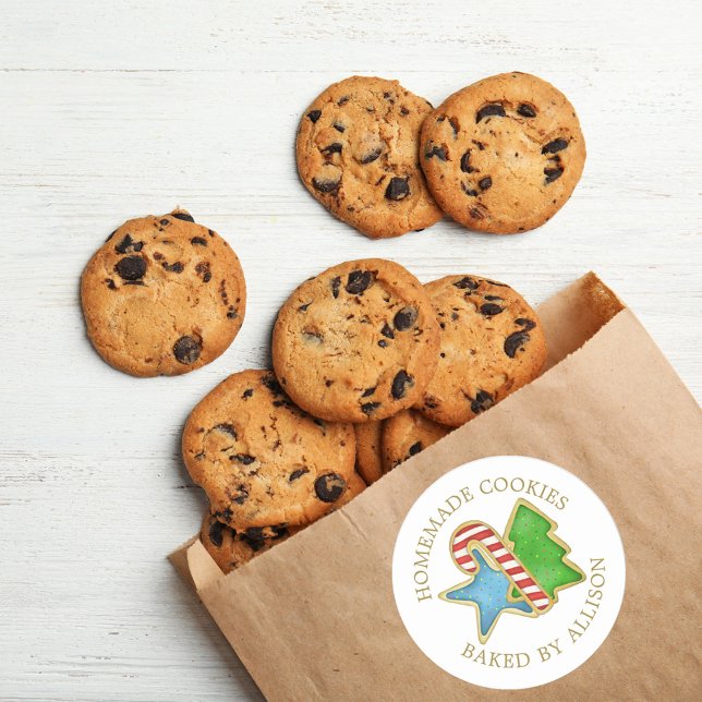 Weihnachts Niedliche Cookies Whimsical Homemade La Runder Aufkleber (Christmas watercolor cookies cute colorful round sticker. )