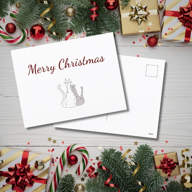 Weihnachts-Niedliche Katzen Zeichnend Urlaub Feiertagspostkarte (Von Creator hochgeladen)