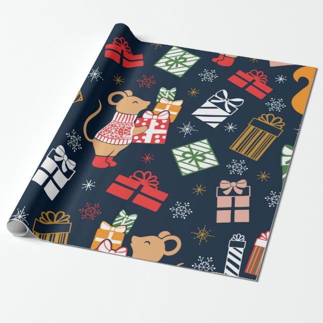 Weihnachts-Niedliche Ratten & Chipmunks Dekoration Geschenkpapier (Ungerollt)