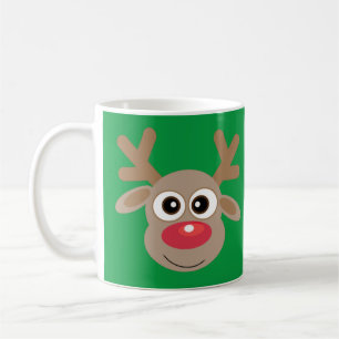 Weihnachts Niedliche Rentier Cartoon Grüne Latte T Kaffeetasse