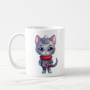 Weihnachts Niedliche Russische Blaue Katze Kaffeetasse