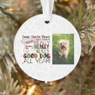 Weihnachts Niedlicher Hund Foto Santa Paws Ornament