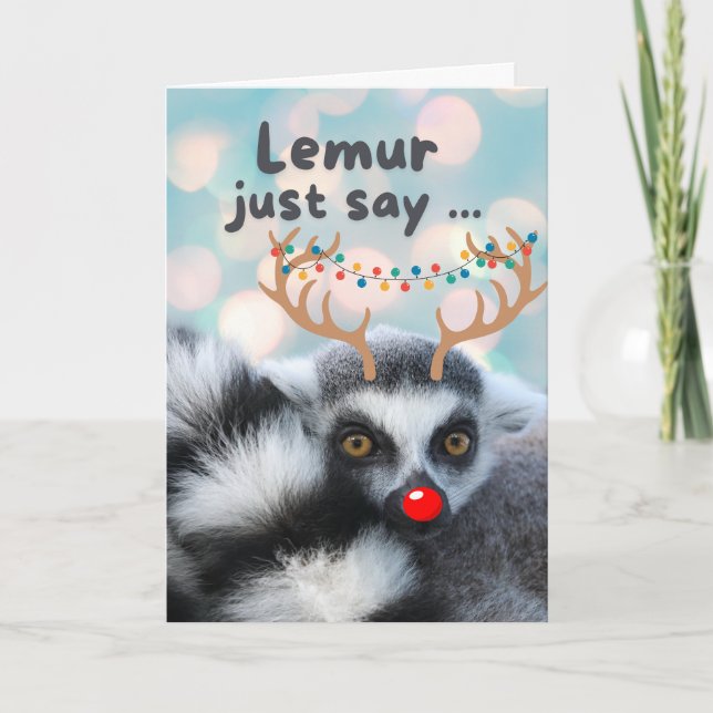 Weihnachts Niedlicher Ring Tail Lemur Pub Karte (Vorderseite)