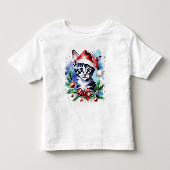 Weihnachts-niedlicher Welpe Kleinkind T-shirt (Vorderseite)