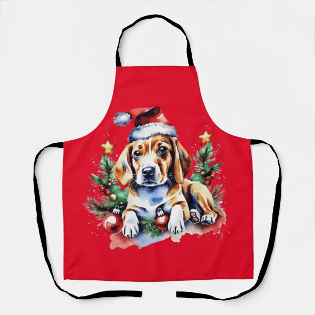 Weihnachts-niedlicher Welpe Schürze (Vorderseite)