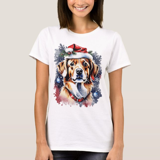 Weihnachts-niedlicher Welpe T-Shirt (Vorderseite)