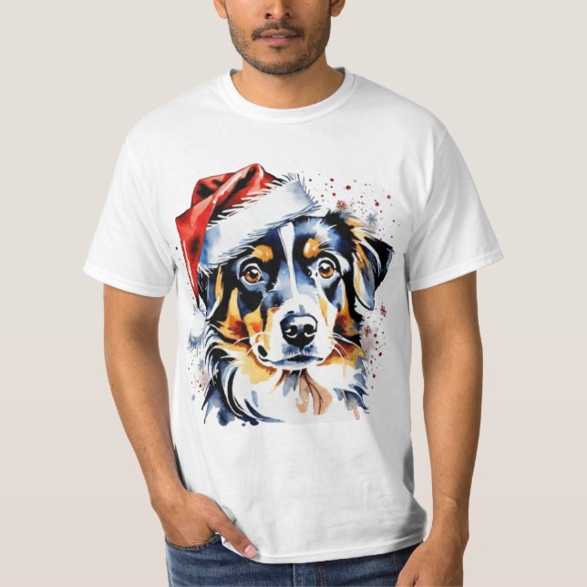 Weihnachts-niedlicher Welpe T-Shirt (Vorderseite)