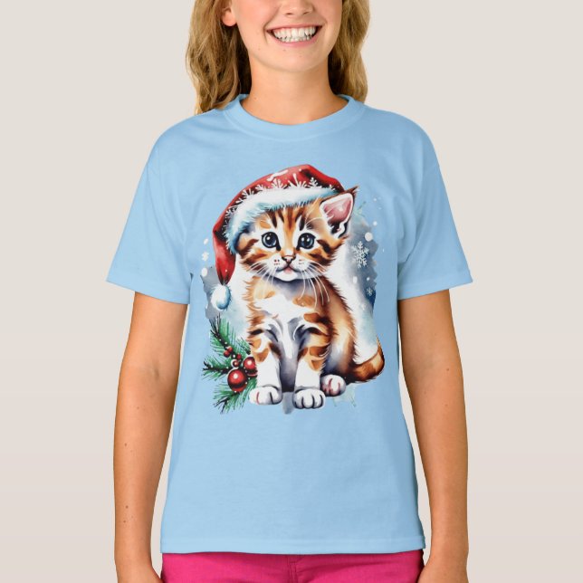 Weihnachts-niedlicher Welpe T-Shirt (Vorderseite)