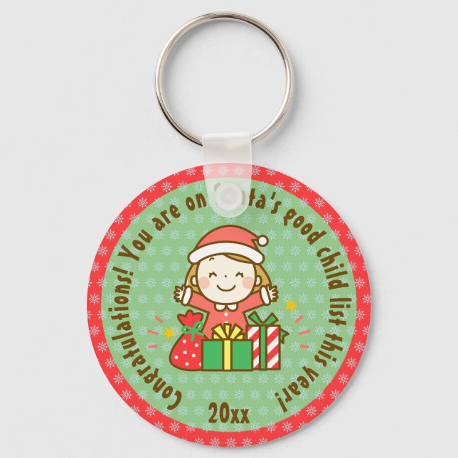 Weihnachts-Nizza-Liste Kinder Geschenk von Weihnac Schlüsselanhänger (Vorderseite)