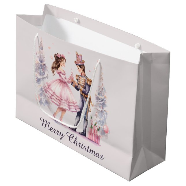 Weihnachts-Nokcracker hinzufügen Große Geschenktüte (Vorderseite Schrägansicht)