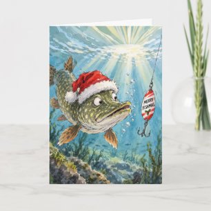 Weihnachts Nordhecht Fisch im Ozeanwasser Karte