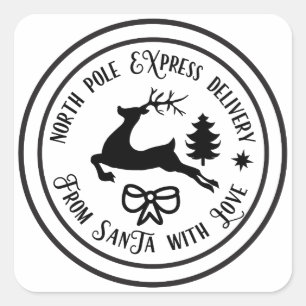 Weihnachts-Nordpol-Express-Lieferrückstand Quadratischer Aufkleber