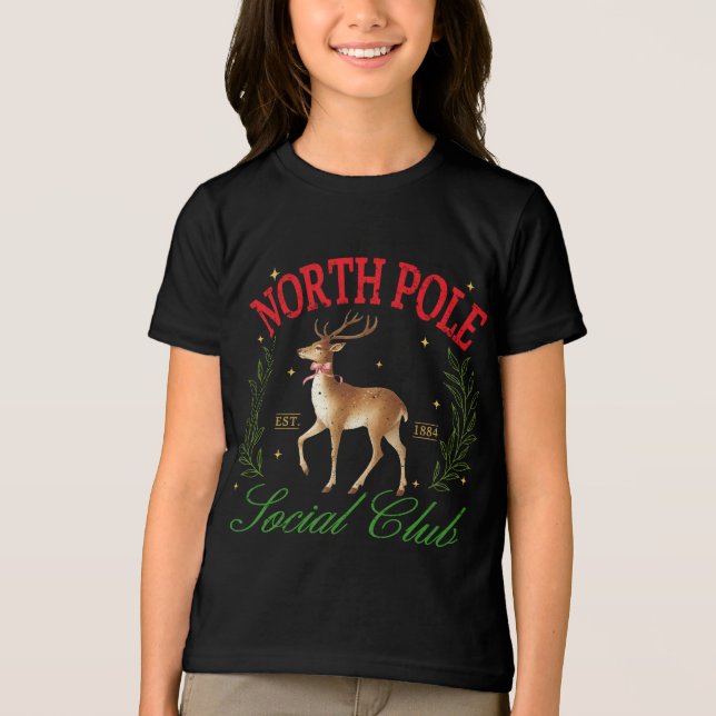 Weihnachts-Nordpol-Sozialklub Rentiere Tri-Blend Shirt (Vorderseite)