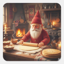 Weihnachts Norwegischer Nisse macht Lefse, Aufkleb