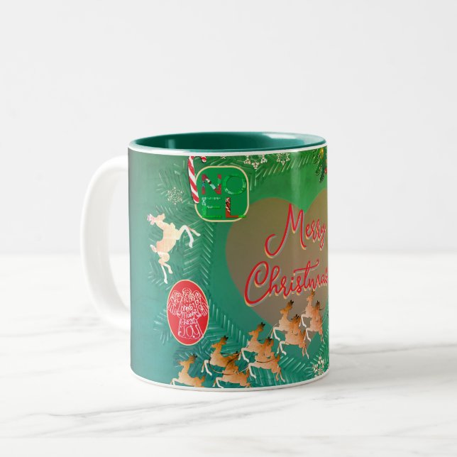 Weihnachts-Nostalgie Zweifarbige Tasse (Vorderseite Links)