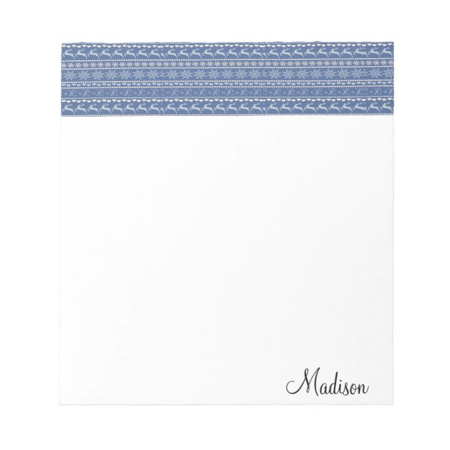 Weihnachts Notepad Blue Rentier Notizblock (Vorderseite)