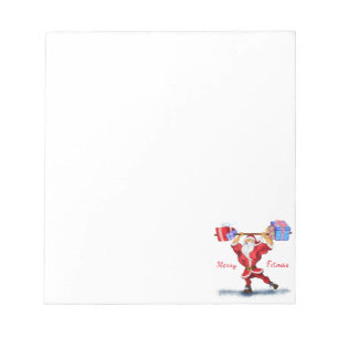 Weihnachts Notepad Bodybuilder Weihnachtsmann mit  Notizblock