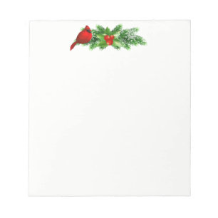 Weihnachts Notepad-Holly Bough/Kardinal Notizblock